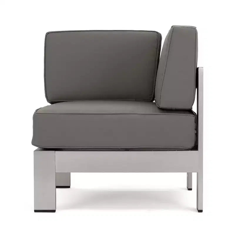 Christopher Knight Home Cape Coral Salon de jardin d'angle 5 places en aluminium avec ottoman, argent/kaki