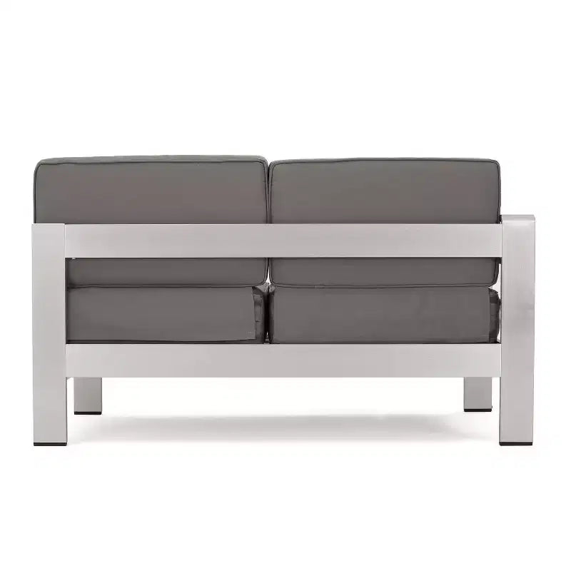 Christopher Knight Home Cape Coral Salon de jardin d'angle 5 places en aluminium avec ottoman, argent/kaki