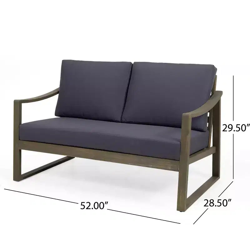 Ensemble causeuse et table basse d'extérieur en bois d'acacia avec accoudoirs inclinés Christopher Knight Home Samwell