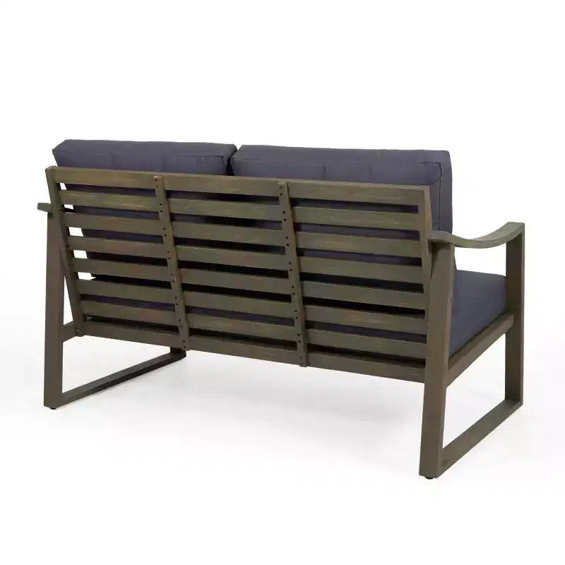 Ensemble causeuse et table basse d'extérieur en bois d'acacia avec accoudoirs inclinés Christopher Knight Home Samwell