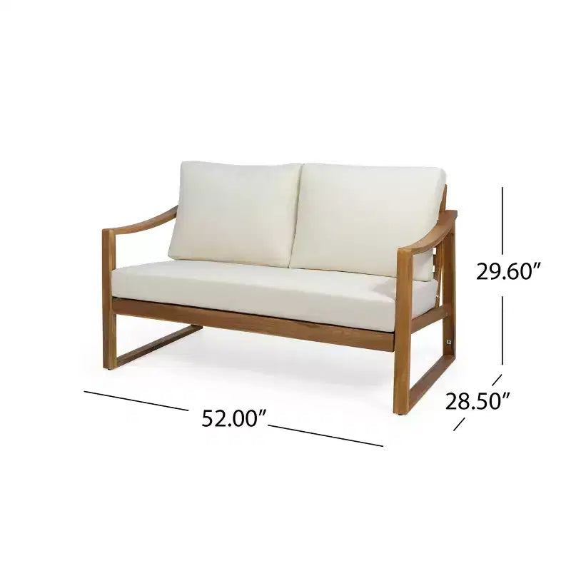 Ensemble causeuse et table basse d'extérieur en bois d'acacia avec accoudoirs inclinés Christopher Knight Home Samwell