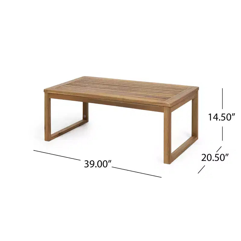 Ensemble causeuse et table basse d'extérieur en bois d'acacia avec accoudoirs inclinés Christopher Knight Home Samwell