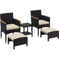 Yaheetech Set of 5 Patio Furniture Set wirh Cushioned Chair, Ottomans and Coffee Table for Garden
