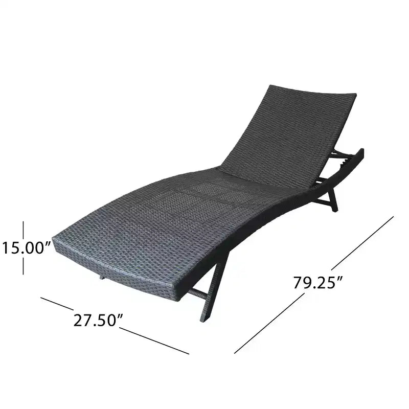 Christopher Knight Home Kauai Ensemble de 3 chaises longues d'extérieur en rotin synthétique avec table d'appoint pliante