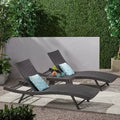 Christopher Knight Home Kauai 3-Piece Outdoor Faux Rattan Chaise Lounge Set with Folding Side Table