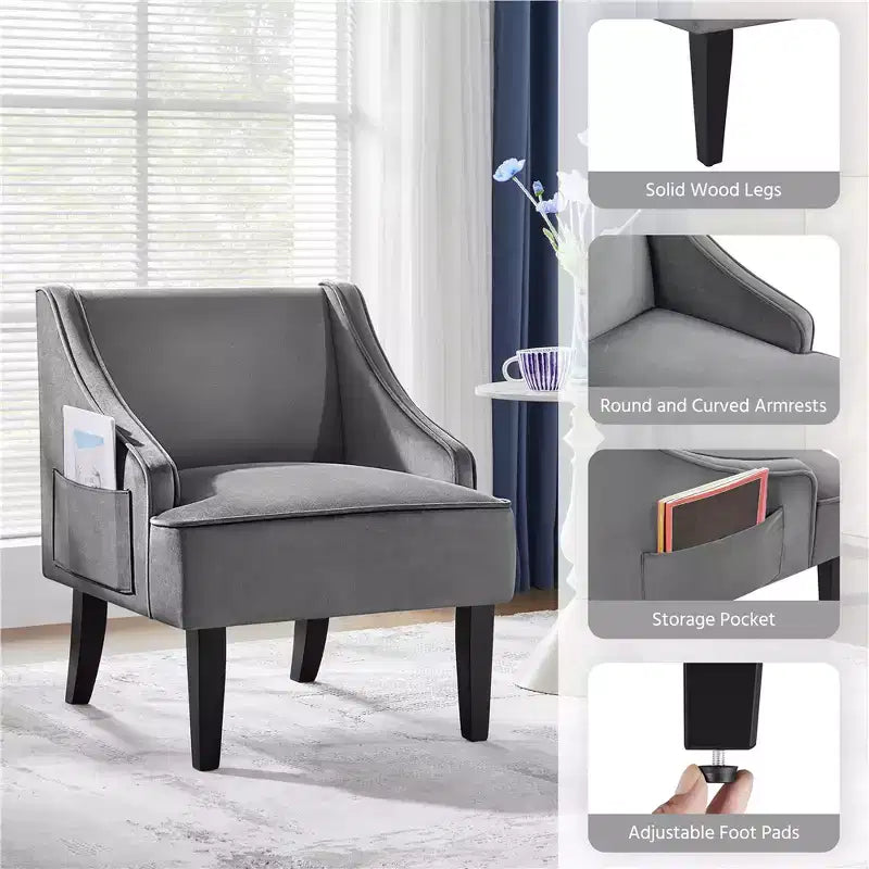 Yaheetech Lot de 2 chaises d'appoint modernes en velours pour salon chambre
