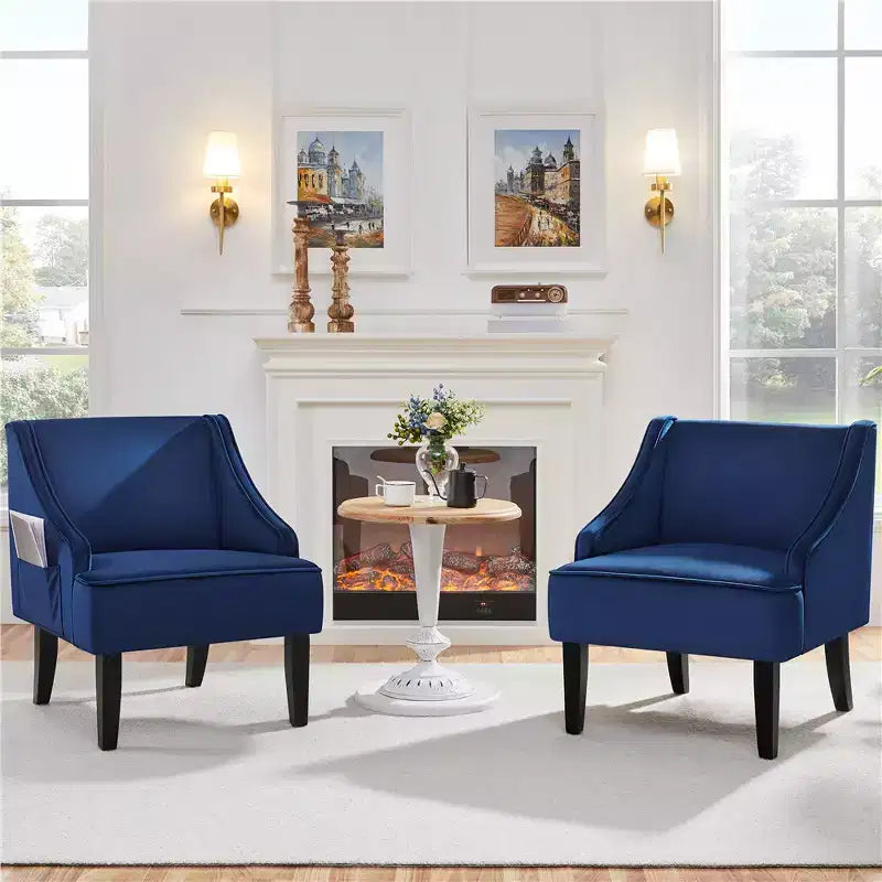 Yaheetech Lot de 2 chaises d'appoint modernes en velours pour salon chambre