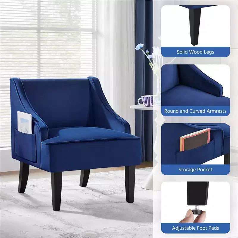 Yaheetech Lot de 2 chaises d'appoint modernes en velours pour salon chambre