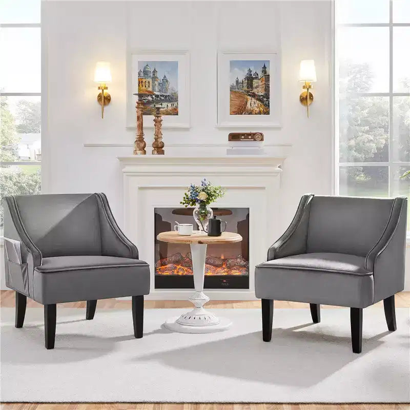 Yaheetech Lot de 2 chaises d'appoint modernes en velours pour salon chambre
