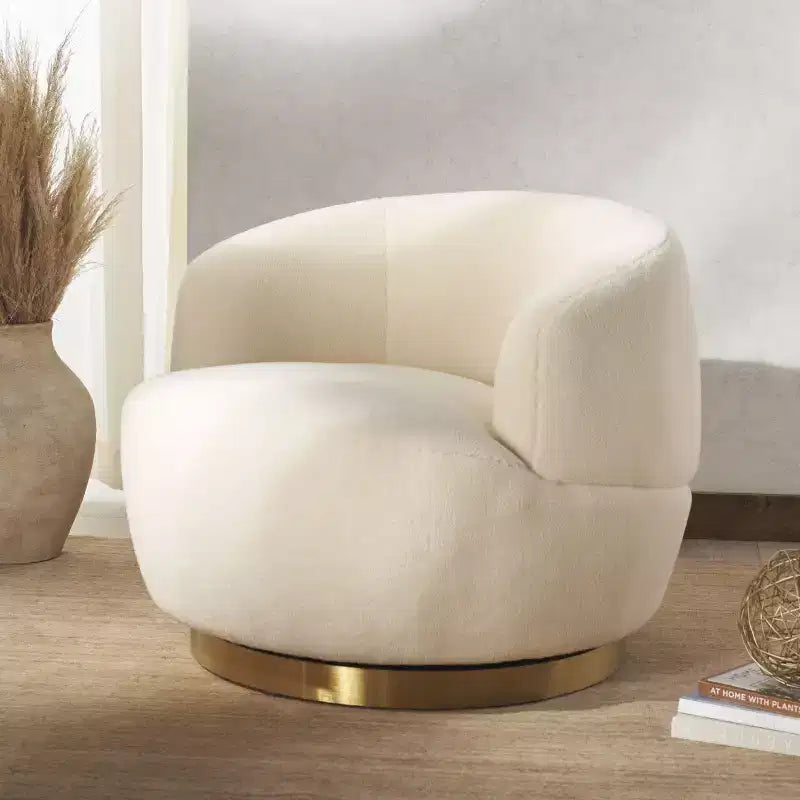 Fauteuil pivotant en imitation laine d'agneau Flynn - SFV4739 - Safavieh Couture