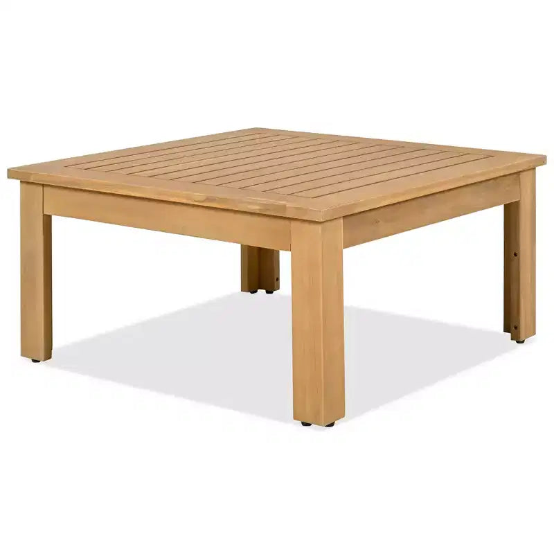 Ensemble de canapé d'extérieur en forme de L Whisen 4 pièces en bois d'acacia avec accoudoirs en maille tissée et table basse