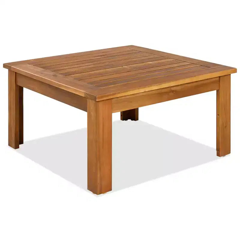 Ensemble de canapé d'extérieur en forme de L Whisen 4 pièces en bois d'acacia avec accoudoirs en maille tissée et table basse