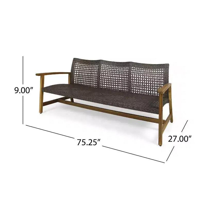 Christopher Knight Home Savannah Ensemble de conversation 8 places en bois d'acacia et osier d'extérieur