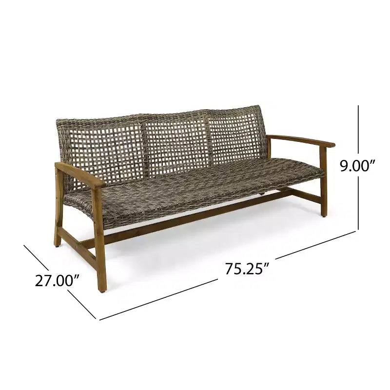 Christopher Knight Home Savannah Ensemble de conversation 8 places en bois d'acacia et osier d'extérieur