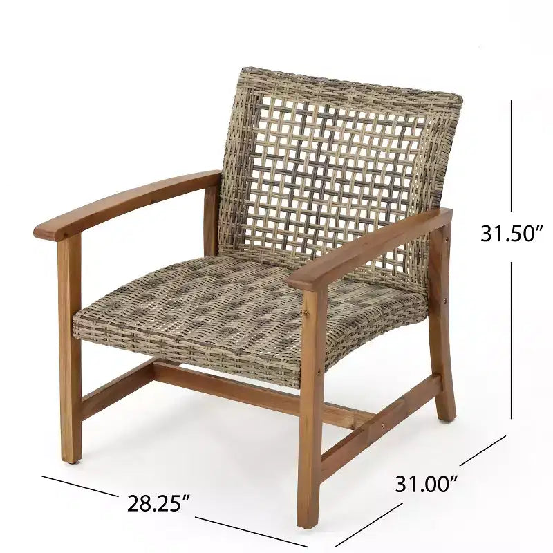 Christopher Knight Home Savannah Ensemble de conversation 8 places en bois d'acacia et osier d'extérieur