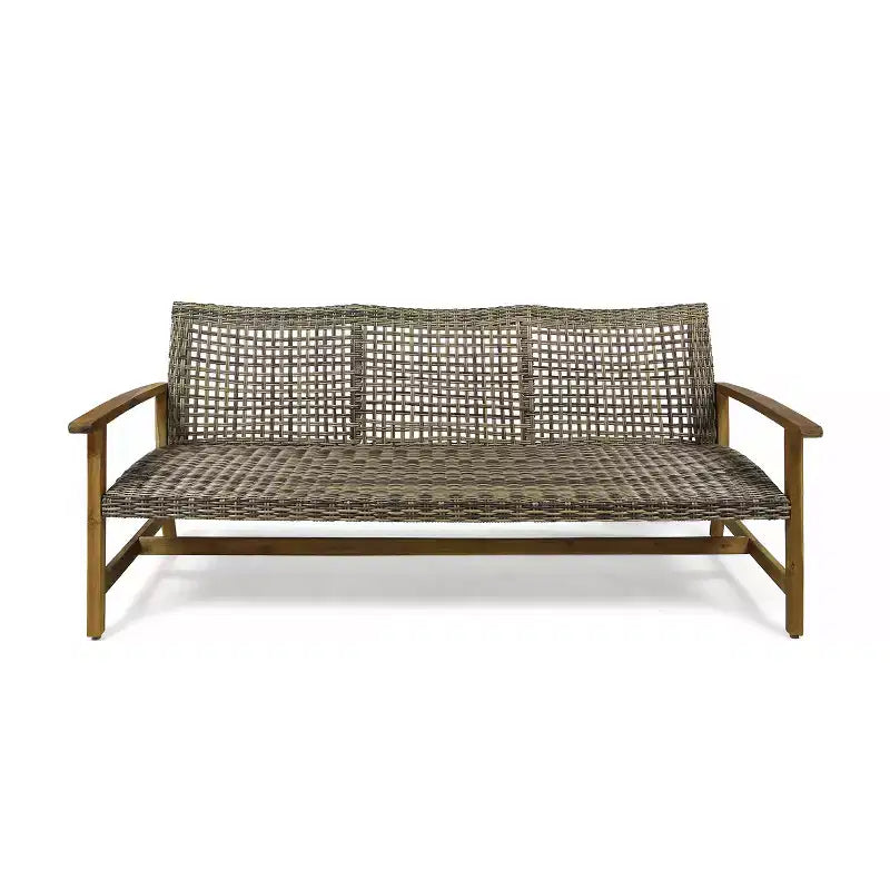Christopher Knight Home Savannah Ensemble de conversation 8 places en bois d'acacia et osier d'extérieur