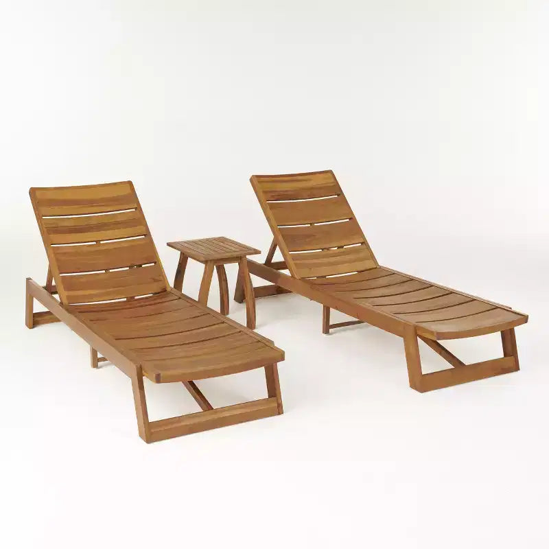 Christopher Knight Home Mahi Ensemble de conversation 3 pièces pour chaise longue d'extérieur en bois d'acacia