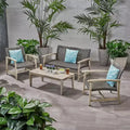 Christopher Knight Home Hampton Outdoor Wicker and Acacia Wood 4 Seater Chat Set