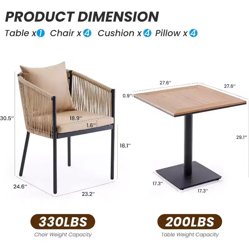 Ensemble repas d'extérieur 2 pièces - Chaises de patio en rotin osier avec coussins, parfait pour le jardin, la terrasse, la cour arrière et le bord de piscine