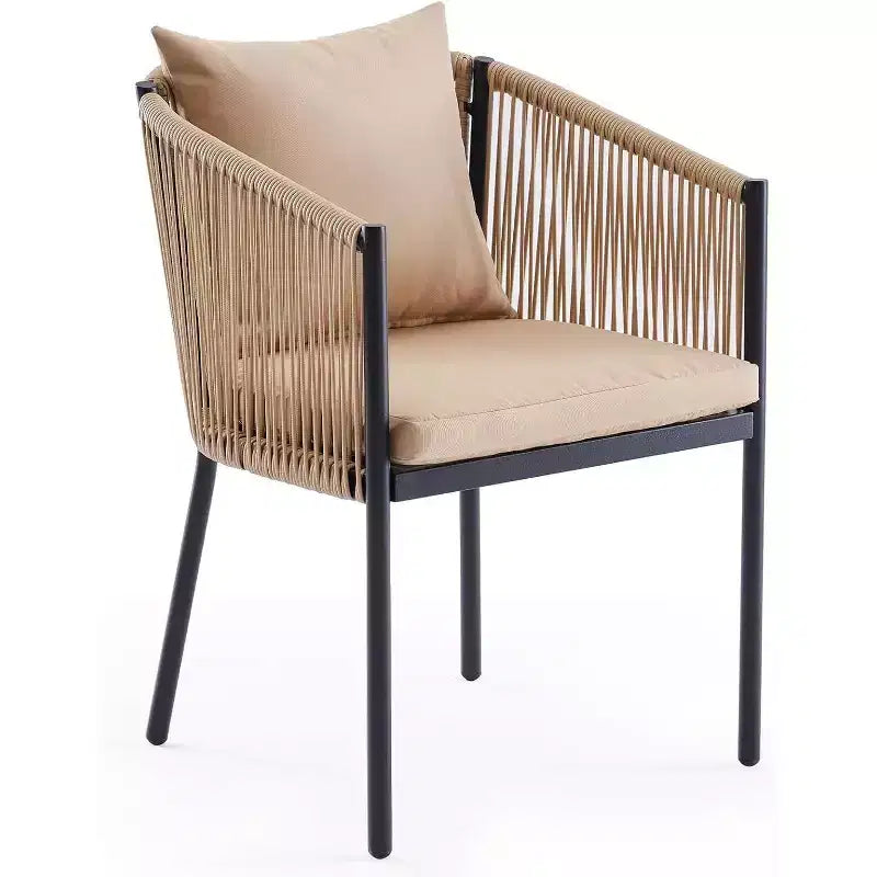 Ensemble repas d'extérieur 2 pièces - Chaises de patio en rotin osier avec coussins, parfait pour le jardin, la terrasse, la cour arrière et le bord de piscine