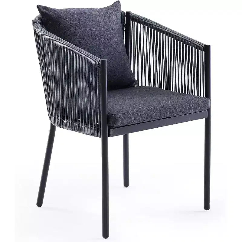 Ensemble repas d'extérieur 2 pièces - Chaises de patio en rotin osier avec coussins, parfait pour le jardin, la terrasse, la cour arrière et le bord de piscine