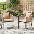 Ensemble repas d'extérieur 2 pièces - Chaises de patio en rotin osier avec coussins, parfait pour le jardin, la terrasse, la cour arrière et le bord de piscine
