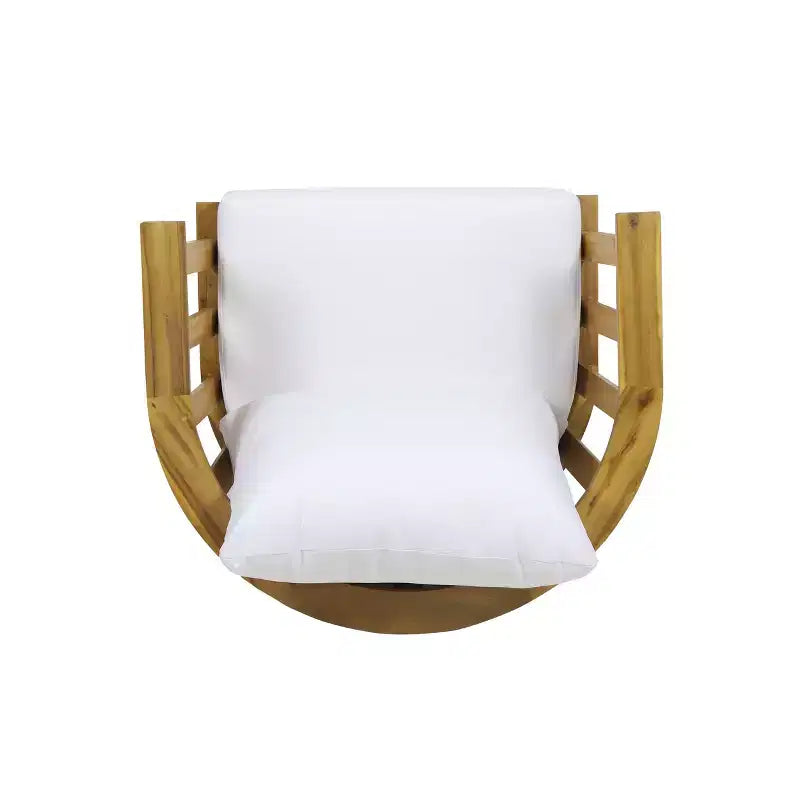 Ensemble de fauteuils de club et de table d'appoint d'extérieur GDFStudio Lorie en bois d'acacia avec coussins, teck/blanc