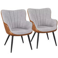 Yaheetech Set of 2 Modern Pleated Curved Back Armchair for Living Room, Dining Room, Bedroom, Gray and Retro Brown