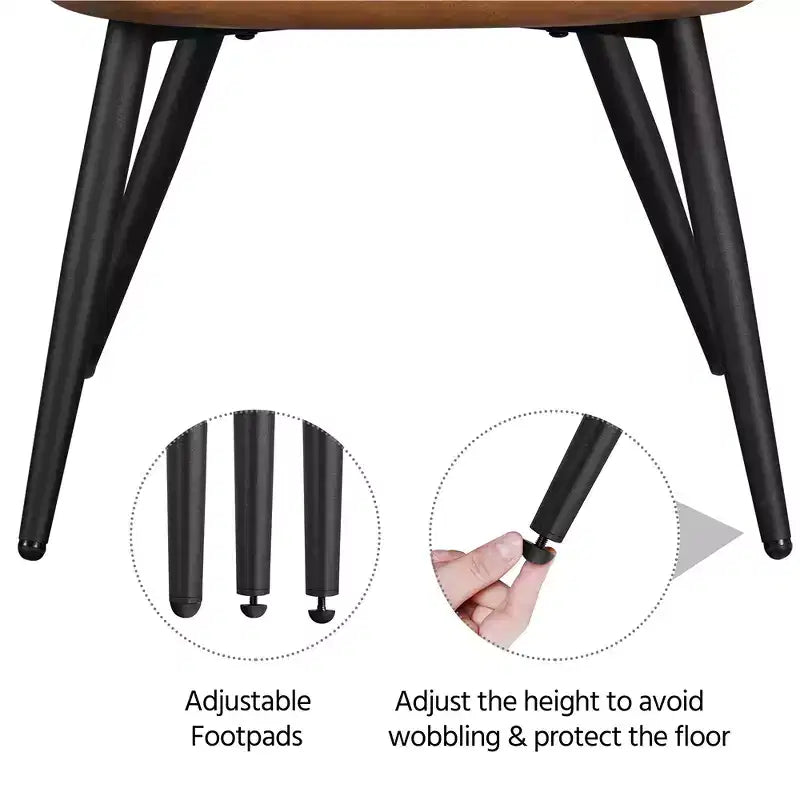 Yaheetech Lot de 2 fauteuils modernes à dossier plissé incurvé pour salon, salle à manger, chambre à coucher, gris et marron rétro