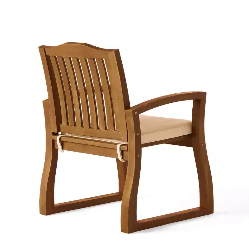 GDFStudio Copley Ensemble de 3 pièces de conversation d'extérieur en bois d'acacia et osier avec coussins, Teck/Crème