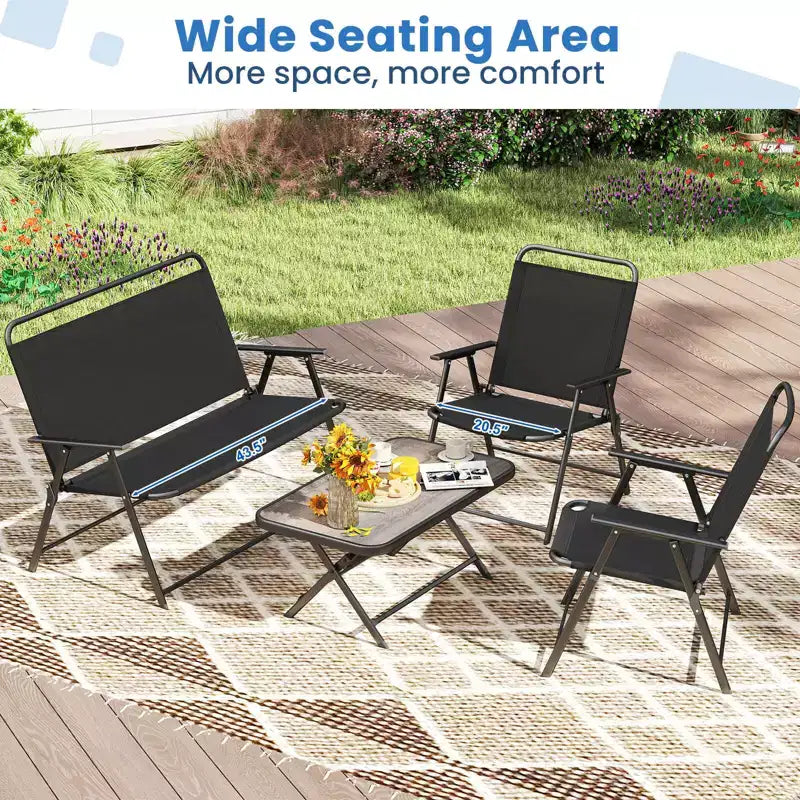 Costway Lot de 4 meubles de patio pliants pour l'extérieur, ensemble de conversation, ensemble de bistrot sectionnel