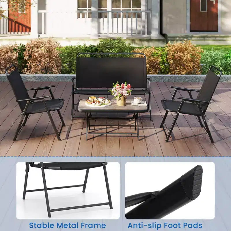 Costway Lot de 4 meubles de patio pliants pour l'extérieur, ensemble de conversation, ensemble de bistrot sectionnel