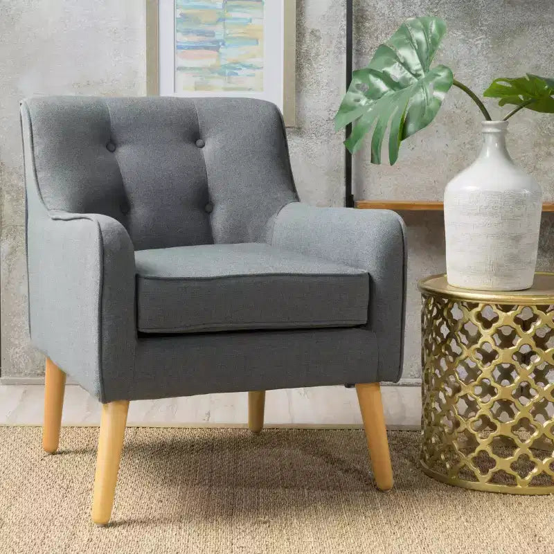 Christopher Knight Home Calix, fauteuil d'appoint rembourré capitonné, style moderne du milieu du siècle