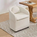 Set of 1 Chenille Fabric Dining Armchair With Back Cushion and Universal Wheels,Beige