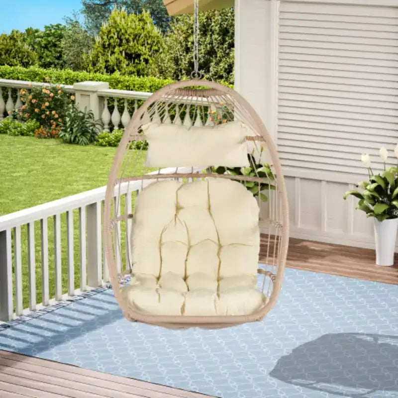 Chaise suspendue pivotante en rotin pour jardin extérieur