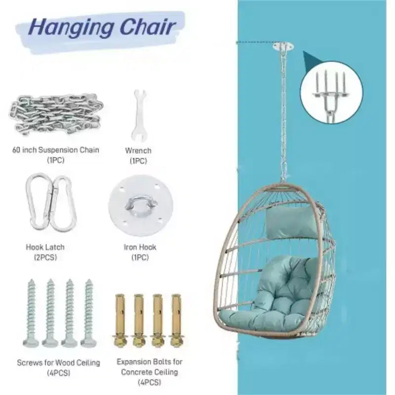 Chaise suspendue pivotante en rotin pour jardin extérieur