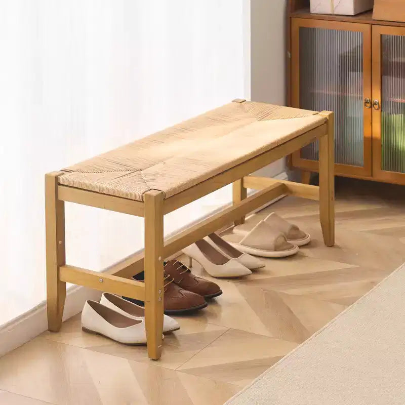Banc en rotin VEVOR, banc en rotin de 40 pouces, banc d'entrée avec pieds en bois de chêne, banc de bout de lit bohème avec rotin tissé à la main