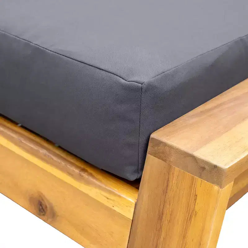 Ensemble de salon extérieur en bois d'acacia Whisen - Chaise et pouf, parfait pour les patios, balcons et jardins