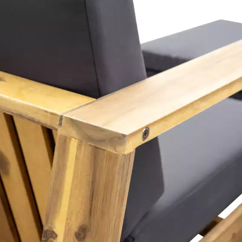 Ensemble de salon extérieur en bois d'acacia Whisen - Chaise et pouf, parfait pour les patios, balcons et jardins