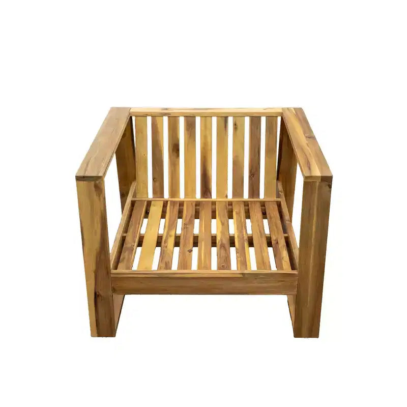Ensemble de salon extérieur en bois d'acacia Whisen - Chaise et pouf, parfait pour les patios, balcons et jardins