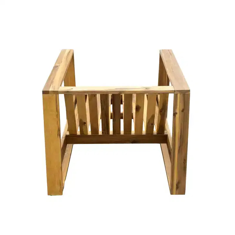 Ensemble de salon extérieur en bois d'acacia Whisen - Chaise et pouf, parfait pour les patios, balcons et jardins