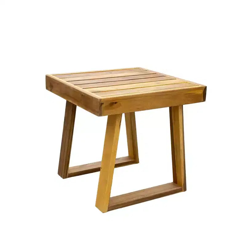Ensemble de salon extérieur en bois d'acacia Whisen - Chaise et pouf, parfait pour les patios, balcons et jardins