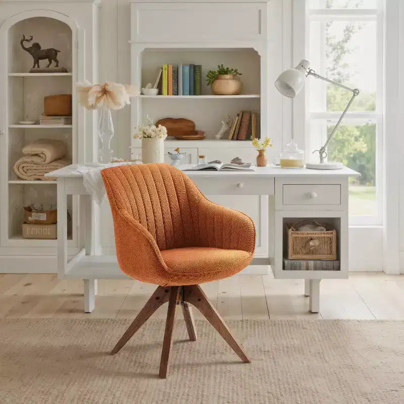 Art Leon Comfortable Fabric Swivel Accent Chair with Solid Oak Wood Legs