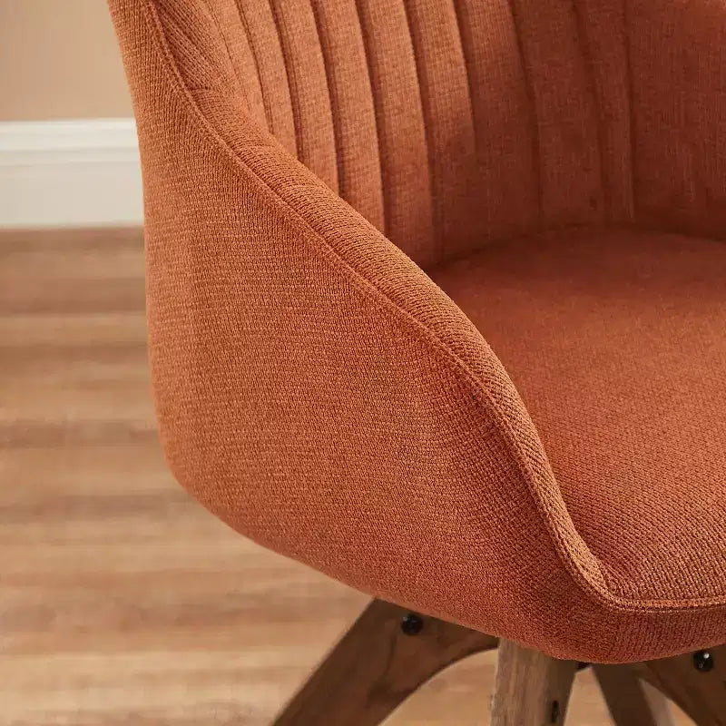 Art Leon Comfortable Fabric Swivel Accent Chair with Solid Oak Wood Legs