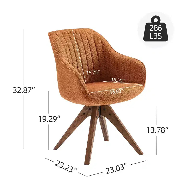Art Leon Comfortable Fabric Swivel Accent Chair with Solid Oak Wood Legs
