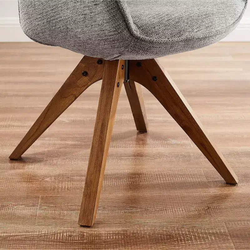 Art Leon Comfortable Fabric Swivel Accent Chair with Solid Oak Wood Legs