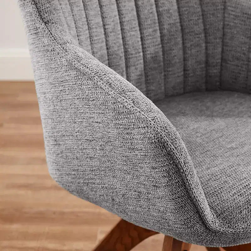Art Leon Comfortable Fabric Swivel Accent Chair with Solid Oak Wood Legs