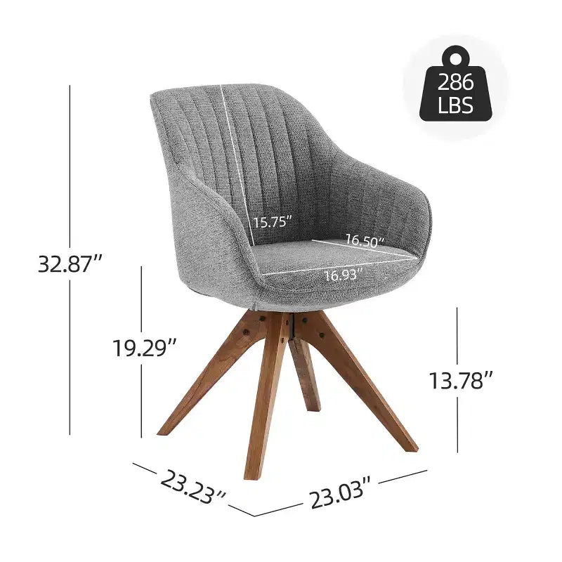 Art Leon Comfortable Fabric Swivel Accent Chair with Solid Oak Wood Legs