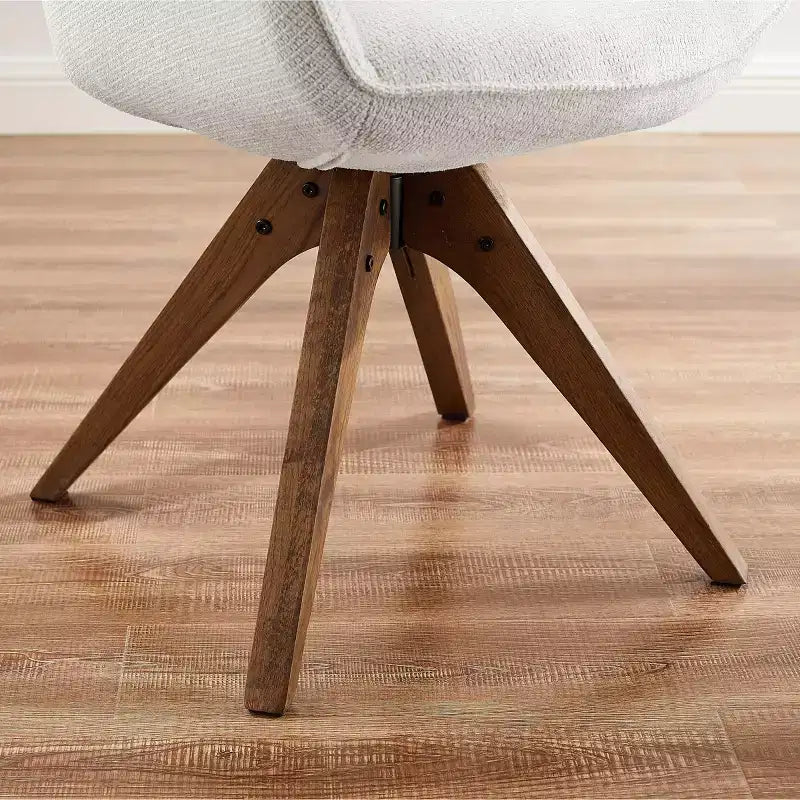 Art Leon Comfortable Fabric Swivel Accent Chair with Solid Oak Wood Legs