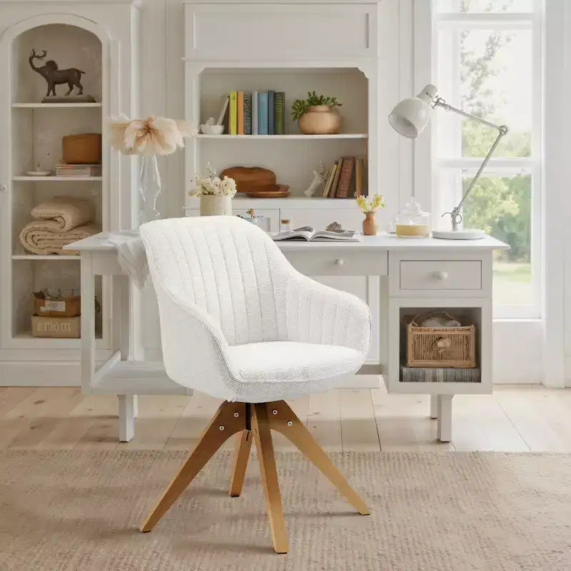 Art Leon Comfortable Fabric Swivel Accent Chair with Solid Oak Wood Legs